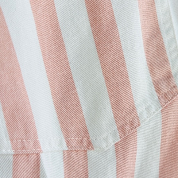 FOREVER 21 Pink Stripe High Rise Cotton Ankle Pants Pull On M - Picture 2 of 8